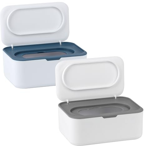2 Stück Baby-Feuchttücher-Box-Spender, trocken-Nasser Seidenpapier-Halter, Taschentuch-Aufbewahrungsbox mit Deckel, hält Feuchttücher frisch, Windelbox-Organizer für Büro, Wohnaccessoires