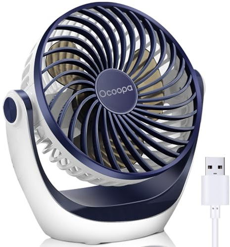 OCOOPA USB Ventilator, Ventilator klein Tischventilator mit starkem Luftstrom und Leise Betrieb 3 Geschwindigkeiten, 360 ° Drehbarer Kopf, Einfach zu Tragen für Büro, Zuhause und im Freien