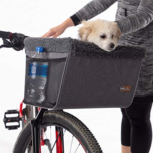 K&H Pet Products Fahrradkorb für Hunde, universelle Passform, für Katzen, Hunde, Haustiere, Fahrradkorb mit Vorderradhalterung im Lieferumfang enthalten, waschbares Futter, starker Metallkorb, 2