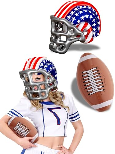 Mega_JumbleSale® Aufblasbarer American Helm, Football, USA Rugby Blow Up Kostüm Set