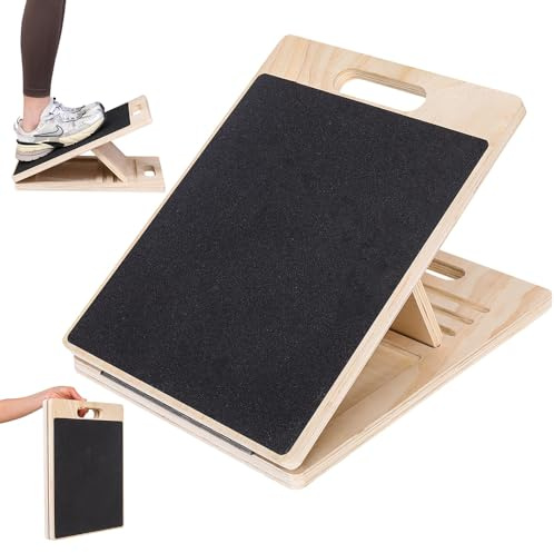 PLLYPE Wadendehner aus Holz, Schrägbrett aus Holz, Portable Wooden Slant Board, Verstellbares Dehnungsbrett, 5 Winkel einstellbar, für Wadendehnung und Gleichgewicht, Beinmuskeln