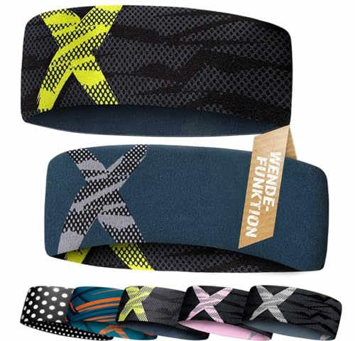 Dünnes Stirnband Kinder mit Wendefunktion - ultraleichtes Sport Stirnband für Jungen und Mädchen - elastisch & atmungsaktiv unter dem Helm - Kinder Stirnband 4-14 Jahre (neon)