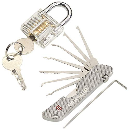 AGT Dietrich: Set aus Lockpicking-Tool mit Übungsschloss (Dietrich Schlüssel, Set mit Übungsschloss, Ein)