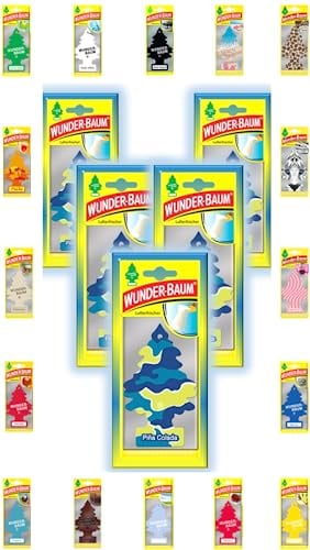 Wunder-Baum Autoduft Lufterfrischer Duftbaum Düfte 5 Stück + Stift light-tribe (Pina Colada)