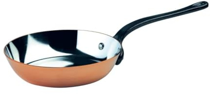 Baumalu - Bratpfanne aus verzinntem Kupfer - Für alle Herdarten außer Induktion - Schnelles Kochen - Festes Gusseisen-Griff - Traditionelles französisches - Ø24cm - Kupfer, Silber und Schwarz