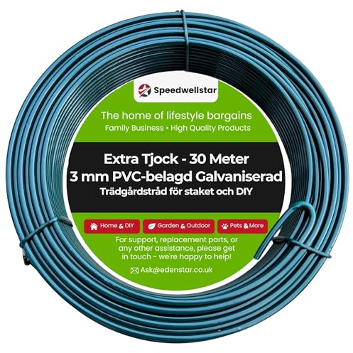 Verzinkter Gartendraht 30m x 3mm Kunststoffbeschichtet – Draht für Rankpflanzen, Zaun Draht, Spalier, Basteln & Garten, Stark & Flexibel von Speedwellstar