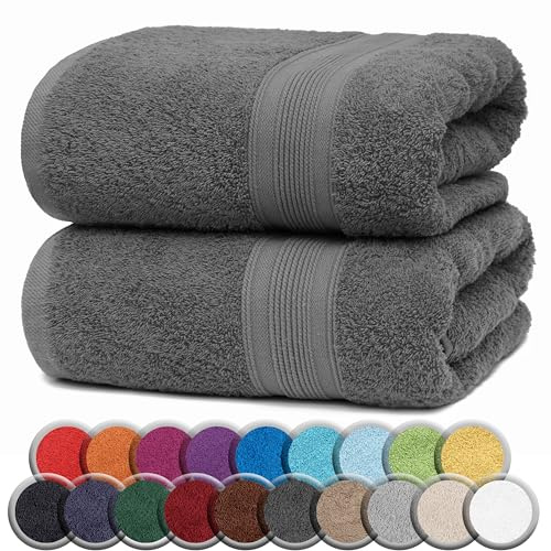 NatureMark 2er Pack SAUNATÜCHER Premium Qualität 80x200cm SAUNATUCH Sauna-Handtuch 100% Baumwolle Farbe: Anthrazit Grau