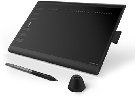 HUION Inspiroy H1060P Grafiktablett mit 10 x 6,25 Zoll Arbeitsfläche, Batterielosem Eingabestift und 12 Hotkeys, Zeichentablett für Win, Mac, Android,Ideal zum Zeichnen, Online-Unterricht und Arbeiten