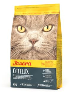 JOSERA Catelux (2 kg) | Katzenfutter trocken mit Ente & Kartoffel | Adult | Weizenfreies Premiumfutter für ausgewachsene wählerische Katzen | mit diätische Fasern gegen Haarballen