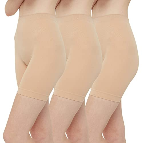 INNERSY Radlerhose Damen Hautfarben Leggins Kurz Unter Rock Chub Rub Shorts Unsichtbare 3er Pack (XL/44, 3 Beige)