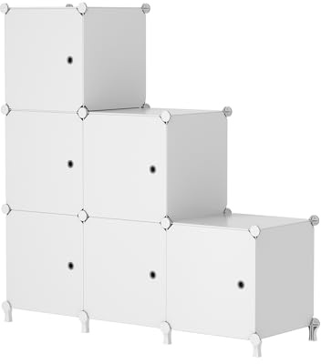 AWTATOS Steckregal 6 Würfel Aufbewahrungssystem Kombiregale mit Türen Regal Würfel DIY Multifunktional Regalsystem Regal Modular Für Wohnzimmer, Schlafzimmer, Bad weiße ULPZ043