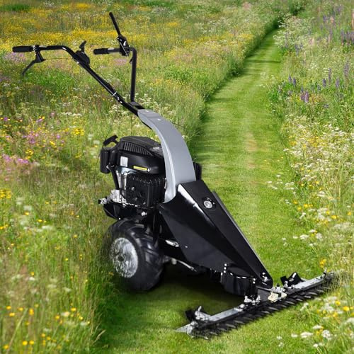 BRAST® Balkenmäher Benzin 3,5kW(4,8PS) mit Antrieb Schnittbreite 97cm Luft-Bereifung mit Geländeprofil Rasenmäher Hochgrasmäher Wiesen-Mäher 196ccm