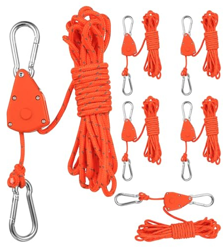 6 Stück Spannseile mit Haken,4mm x 4m Reflektierend Abspannseile Seil mit Seilspanner, Einstellbare Abspannseile Camping, Seilratschen Spannseile für Sonnensegel Zimmerpflanzen Zelte Wäscheleine