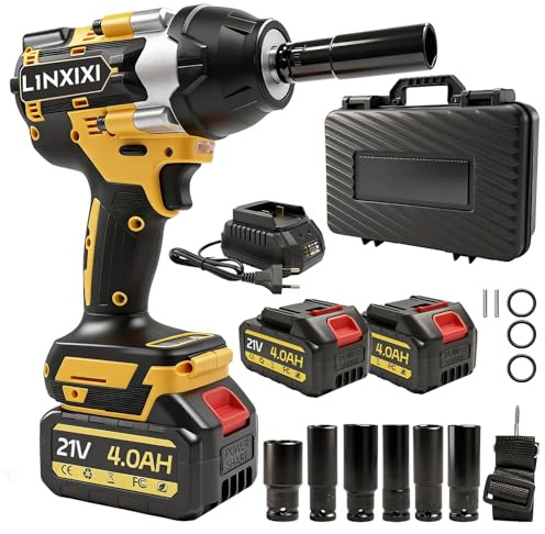 Schlagschrauber Akku 1000Nm für Makita 18V Batterie 3000RPM mit 2 * 21V Akku 1/2 Zoll Bürstenloser mit 6 Schlagbuchsen für Schraube und Mutter Auto LKW Reifen Removal