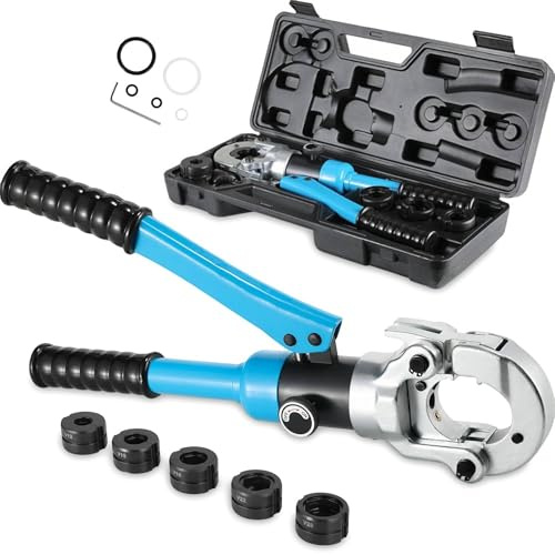 TLGREEN Profi Hydraulik Presszange V-Kontur für Kupferrohr&Edelstahlrohr,V12-15-18-22-28mm,360° drehbarem Kopf, 8T, Rohrpresszange,Fitting Presszange,für Haushalt, Industrie und Garten