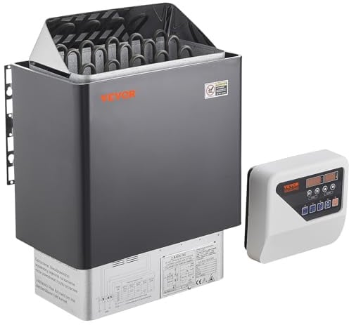 VEVOR Saunaofen, 8 kW, 400 V 3N tragbare Saunaheizung für drinnen & draußen mit 3-Stunden-Timer, digitaler Steuerung für 8–12 m³ großes Zuhause, gewerbliche Nutzung in Hotel-Spa-Duschen, max. 110 °C