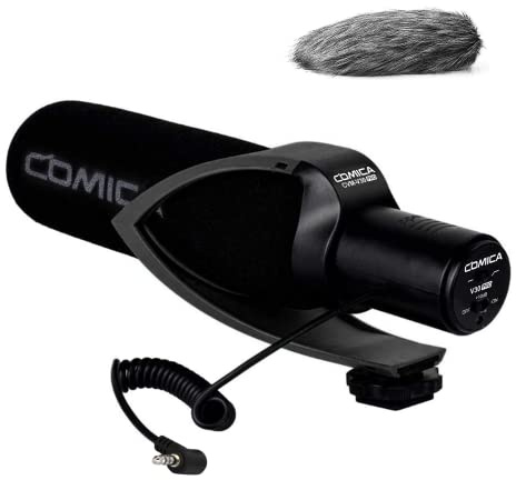 COMICA CVM-V30 Pro Kamera Richtmikrofon Shotgun Video Supernierenmikrofon für Canon Nikon Sony Panasonic DSLR Kamera mit 3,5 mm Klinke (schwarz)
