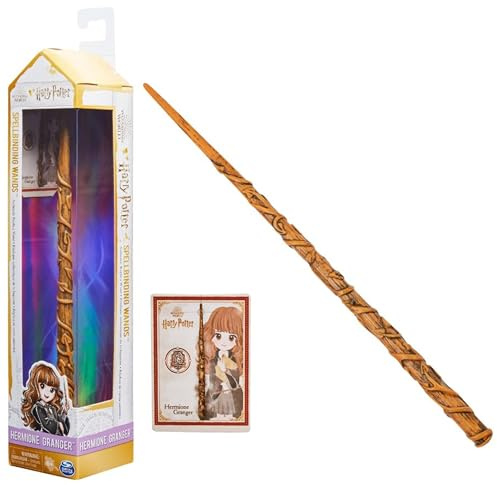 Wizarding World Harry Potter - Authentischer Hermine Granger Zauberstab aus Kunststoff mit Zauberspruch-Karte, ca. 30,5 cm, Spielzeug für Kinder ab 6 Jahren, Fanartikel