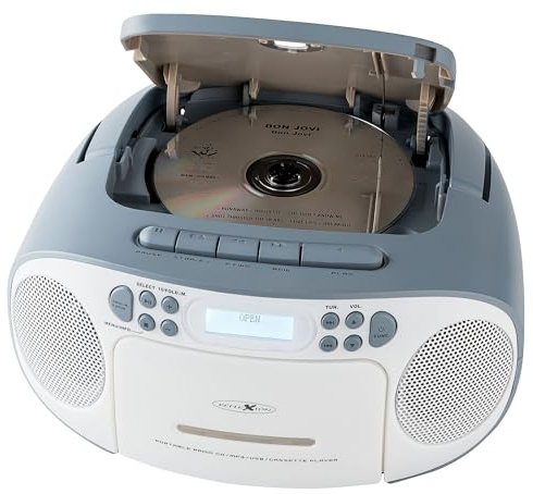 Reflexion RCR2260DAB/BL, Tragbares CD/MP3-Cassetten-USB-DAB+-Stereo Radio (2x12 Watt max. Musikleistung), 3,5 mm AUX-IN Anschluss und 3,5mm Kopfhörerausgang, Digitales LCD-Display, Blau