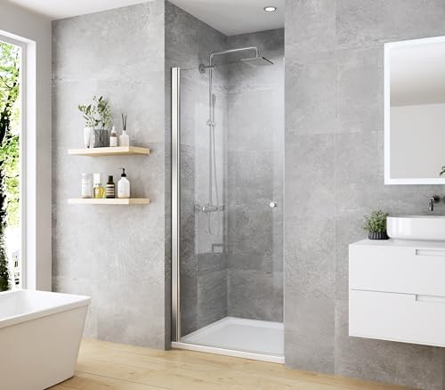 Heilmetz® Schwingtür Duschtür Duschkabine,90 x 185 cm Nischentür Dusche Duschtür Duschwand Glas mit Wandprofil, Sicherheitsglas Rahmenlos Duschabtrennung aus 6mm ESG mit Beidseitiger Nano Beschichtung