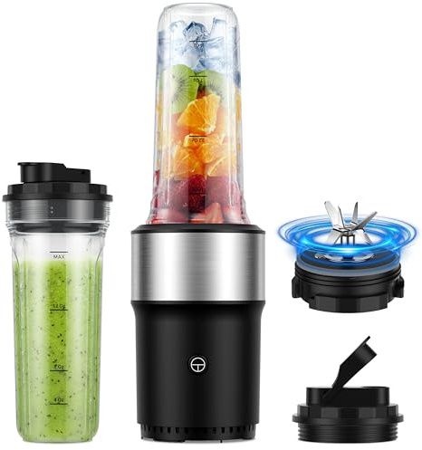 SHARDOR StandMixer, 900W, Mixer mit Edelstahl 6-Klingen, Smoothie Makermit 2 * 650ml Flasche, BPA frei, Smoothies shakes und Säfte mit Rezepte