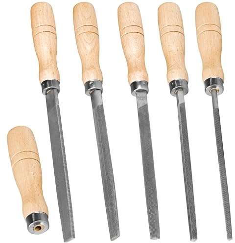 ACCOCO Hartstahl Feilen Set mit Holzgriffen Raspel Feile für Metall, Holz, Kunststoff, 5 Stück