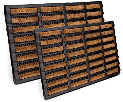 Entrando Fußmatte Kokos & Gummi – Fußabtreter wetterfest für Haustür & Garten – Bürstenmatte Braun Schwarz 45x75 cm – rutschfest & robust für Außenbereich