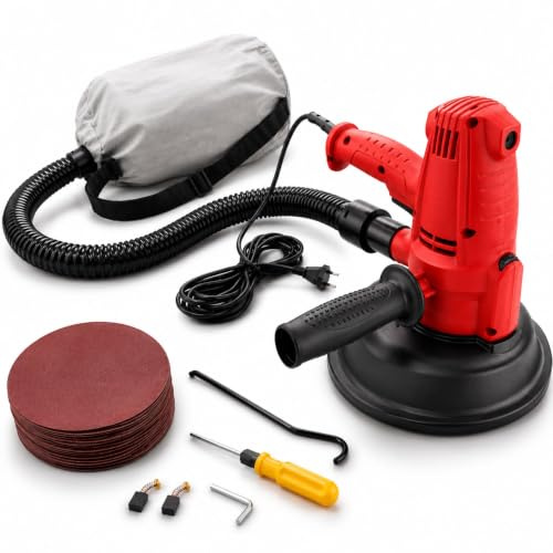 Arebos 710 W Deckenschleifer | Absaugung und 18x Schleifpapier | 6 Geschwindigkeitsstufen | 1.500 – 3.000 U/Min | für Trockenbauschleifer/Wandschleifer