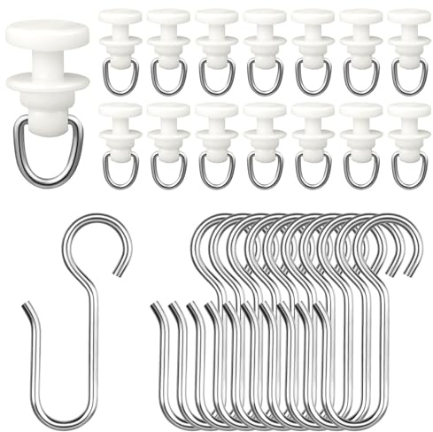 100 Stück Gardinenröllchen für Schiene, 50 Gardinenhaken Gleiter und 50 Metall Vorhang Haken, Gardinenröllchen, Gardinengleiter für alle Standardschienen, Vorhang Haken, Duschvorhang Schiene