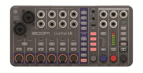 ZOOM LiveTrak L6-10-Spur-Digitalmixer, Mehrspur-Recorder, Audio Interface | 32-Bit Float, XLR-TRS, 3-Band-EQ, Effekte, für Bands, Live-Streaming & Studio