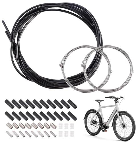 4 Stück Universal Fahrrad Bremszug und Schaltzüge für Mountainbike Rennrad | Fahrrad Schaltzug Set mit Bowdenzug Endhülse Endkappen/O-Ring/Außenhüllenzug Schlauch, Fahrradteile Zubehör