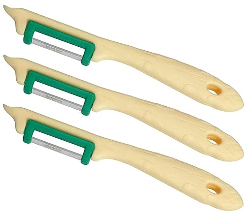 Solingen 3 Sparschäler für Rechts- u Linkshänder Spargelschäler Obstschäler Spargelmesser extra scharf Pendelschäler Gemüseschäler