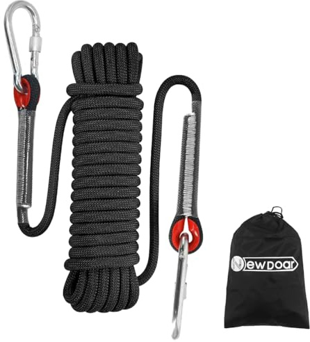 NewDoar 12KN Marine Schwimmseil 10 mm Bootsseil 16FT(5M) 33FT(10M) 66FT(20M) 98FT(30M) Anker-Festmacherseil zum Bootfahren, Ankern, Camping, Angeln, Zeltüberdachung mit 2 Haken-Black/10M