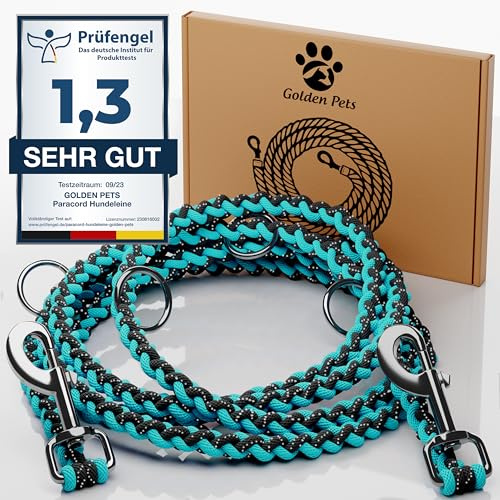 Testnote: Sehr gut - Hundeleine reflektierend I 2m, verstellbar, wetterfest & reißfest bis 250 kg I Paracord Führleine, Umhängeleine I kleine - große Hunde