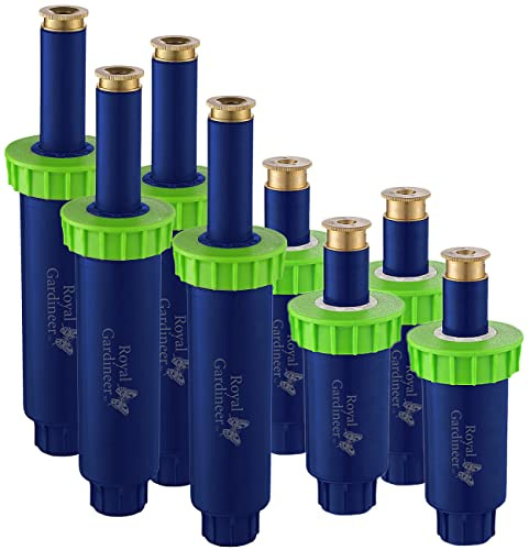 Royal Gardineer Rasensprenger versenkbar: 8er-Set versenkbare Bewässerungssprinkler mit 3 Sprühköpfen, bis 50 qm (Versenkregner, Rasensprenger Set, Spray)