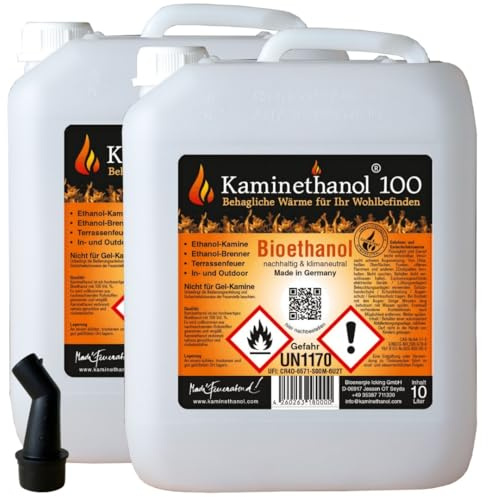 20 L Kaminethanol Bioethanol 96,6 % – 2 x 10 L Kanister mit Ausgießer