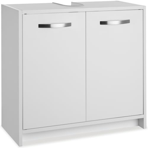 tectake® Waschbeckenunterschrank, Waschtisch Unterschrank, Badschrank für unter Waschbecken, Spüle, Schrank Möbel Badunterschrank, Waschtischunterschrank für Badezimmer & WC, Badmöbel - weiß