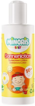 Minoris Baby Sonnencreme LSF 50+ - Mineralische Sonnenschutz Lotion mit Zinkoxid - Hypoallergen, Vegan, Organisch und Kein Weißeln - 150 ml