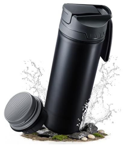 Profi Wasserfilter Outdoor Flasche 650ML, Entfernt 99,99% Aller Bakterien und Partikel Schwermetalle, 1500L Filterkapazität, Survival Prepper Wandern Outdoor Camping Ausrüstung (Schwarz 650ML)