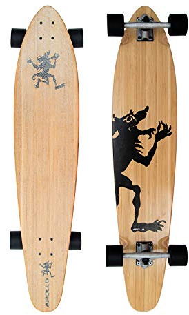 Apollo Longboard Hawaiian Wulff Kicktail Komplettboard mit High Speed ABEC Kugellagern, Freeride Skaten Cruiser Boards