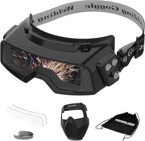 YESWELDER Echtfarben Automatik-Abdunkelnde Schweißbrille, 1/1/1/1 Weitbereich-Schattierung 4/5-9/9-13 mit Schleiffunktion, Schweißschutzbrille Schweißermaske Schweißhelm für TIG MIG ARC CUT