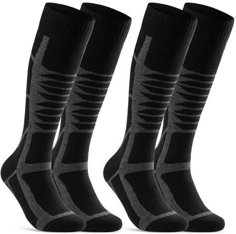 sockenkauf24 2 Paar Skisocken Herren & Damen Ski Kniestrümpfe 34175 WP (Schwarz 39-42)