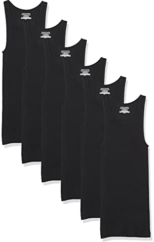 Amazon Essentials Herren Leichte Tankunterhemden, 6er-Pack, Schwarz, L