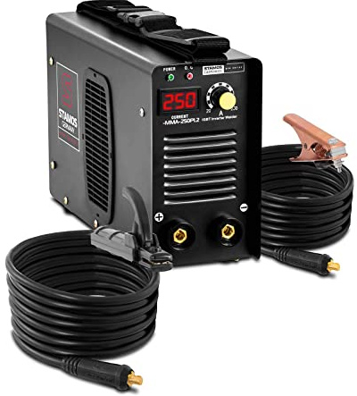 Stamos Germany Elektroden Schweißgerät Inverter S-MMA-250PI.2 E-Hand MMA - 250 A - 8 Meter Kabel - Hot Start - PRO
