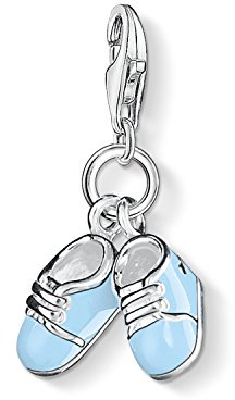 THOMAS SABO Damen Charm-Anhänger Babyschuhe Blau Geburt Charm Club 925 Sterling Silber 0822-007-1