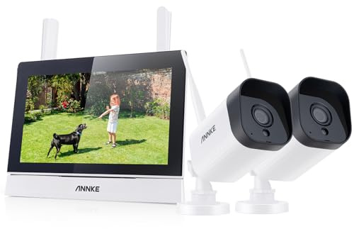 ANNKE 2K Überwachungskamera Set mit Monitor, 4CH 7 Touchscreen NVR, 64GB | 2X 3MP WiFi Kamera, Vollmetallmaterial, Farbnachtsicht, 2-Wege-Audio, Personenerkennung, Arbeiten ohne WLAN, 24/7 Aufnahme