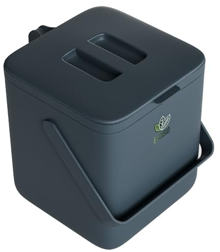 EcoBio Biomülleimer Küche - 7L Komposteimer Küche mit Deckel & Griff – Geruchsdicht & Spülmaschinenfest – Biotonne mit Sieb – Bio Mülleimer für Abfälle – Komposter (Anthrazit)