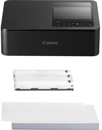 Canon SELPHY CP1500 Mobiler Fotodrucker mit Papierset, Schwarz - Drahtloser Bluetooth-Drucker mit Zubehör - Kompakt und Leicht - Mi 54 Blatt Papier im 4x6 Postkartenformat