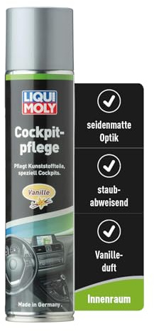 LIQUI MOLY Cockpitspray Cockpitpflege Vanille, Art.-Nr. 1598 I 300 ml Auto Innenraum-Pflege & Reinigung für Kunststoffteile I Regenerierend, auffrischend & antistatisch I Seidenmatte Dashboard Pflege