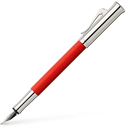Graf von Faber-Castell - Füllfederhalter Guilloche India Red M | Guillochierter Edelharzschaft mit 18-Karat Goldfeder und rhodinierten Metallteilen